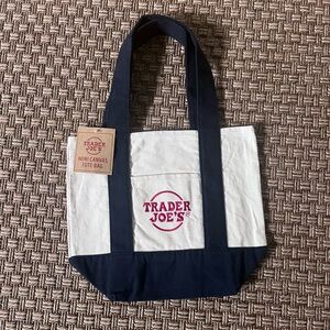 Trader Joe's Navy Blue Mini Canvas Tote Bag